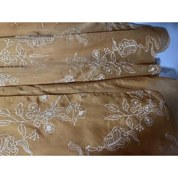 Aeom Coatigan Womens Large Brown Embroidered Sheer Kimono Butterfly Floral - Picture 8 of 11